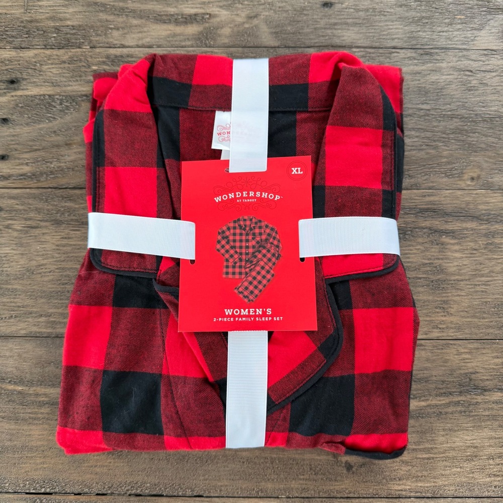 NWT Wondershop Womens XL‎ Red Black Buffalo Check 2 Piece Pajama Set Holiday New